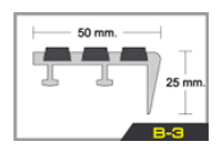 ขนาดจมูกบันไดทองเหลือง อัดผ้าเบรคB-3